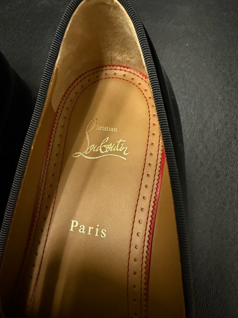 Christian Louboutin Black Patent Leather Slip-On Loafers with Grosgrain Strap - Picture 10 of 11